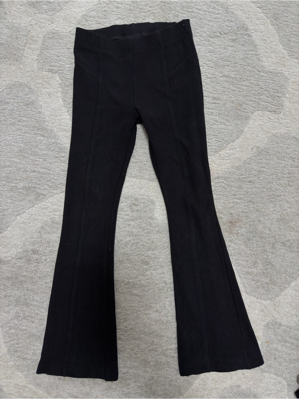 Zara Black Ribbed Flared Leggings